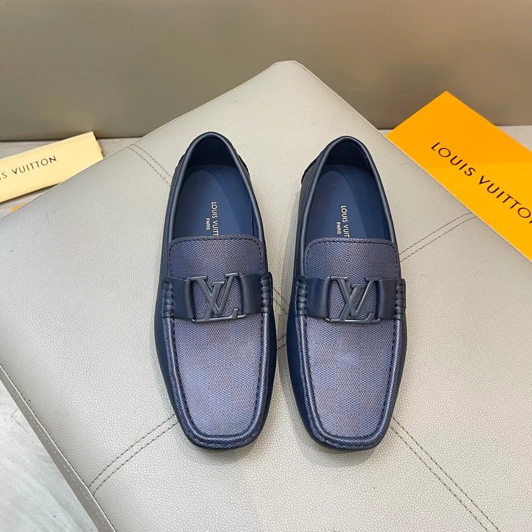 Factory price: 460💰LV men's beanie shoes 2025 official website synchronized <market top version> imported cowhide ➕ blue cowhide original packaging. Size 38-45